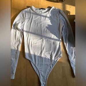 Zara White Long-Sleeve One-Piece Bodysuit